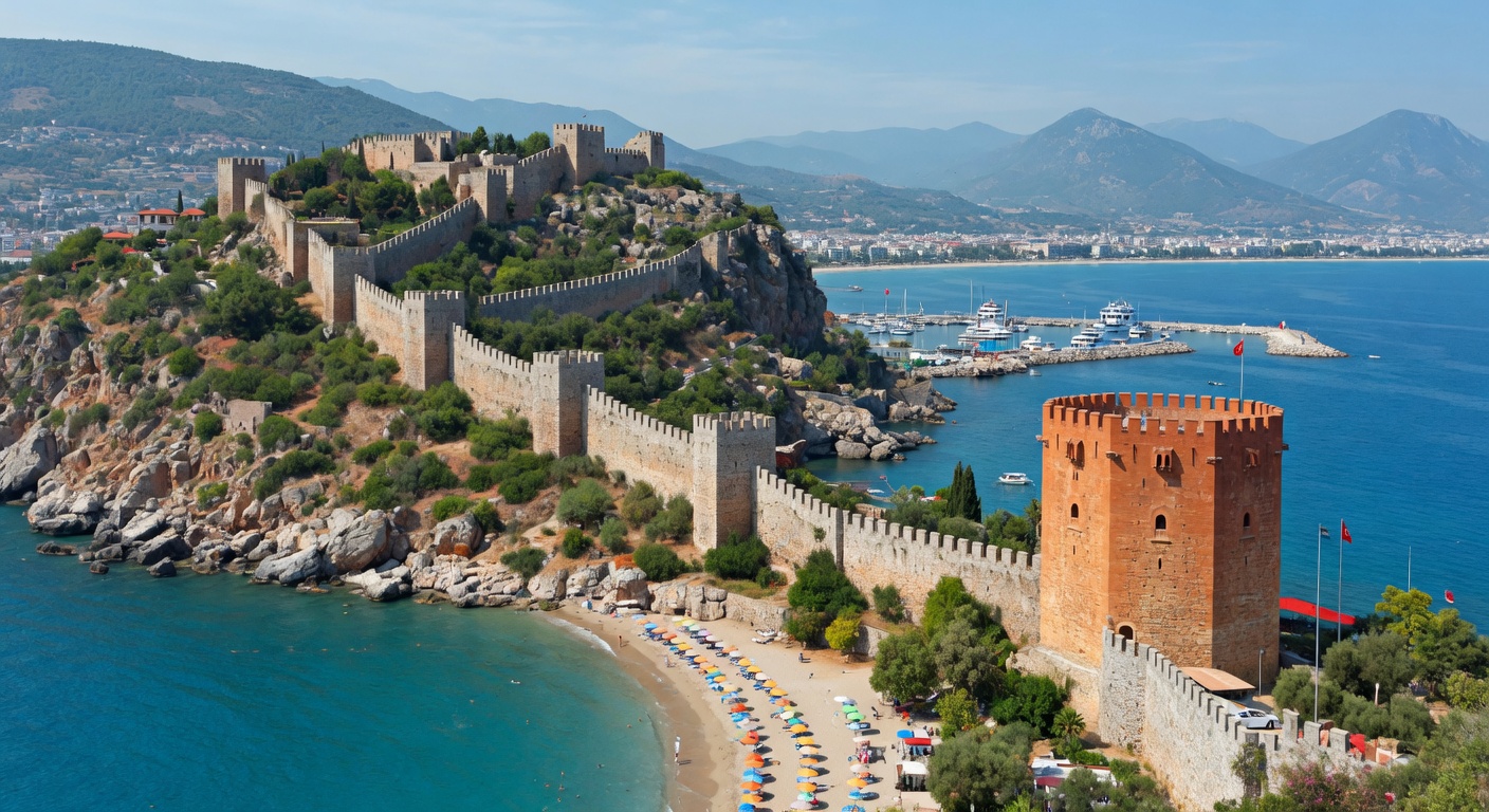 Urlaub in Alanya – Burg auf dem Felsen über dem Mittelmeer bei Sonnenuntergang | Travelviser