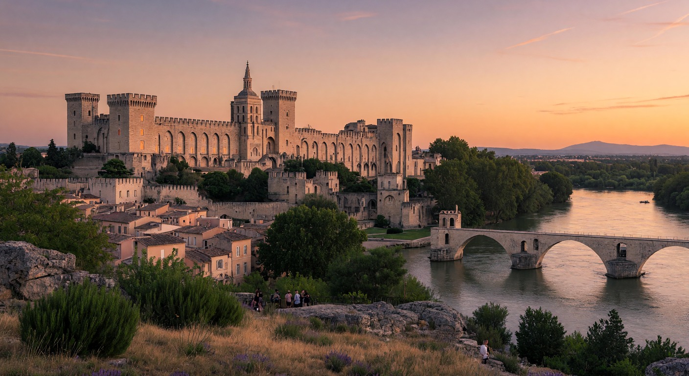Urlaub in Avignon – Blick auf den Papstpalast und die Rhône | Travelviser
