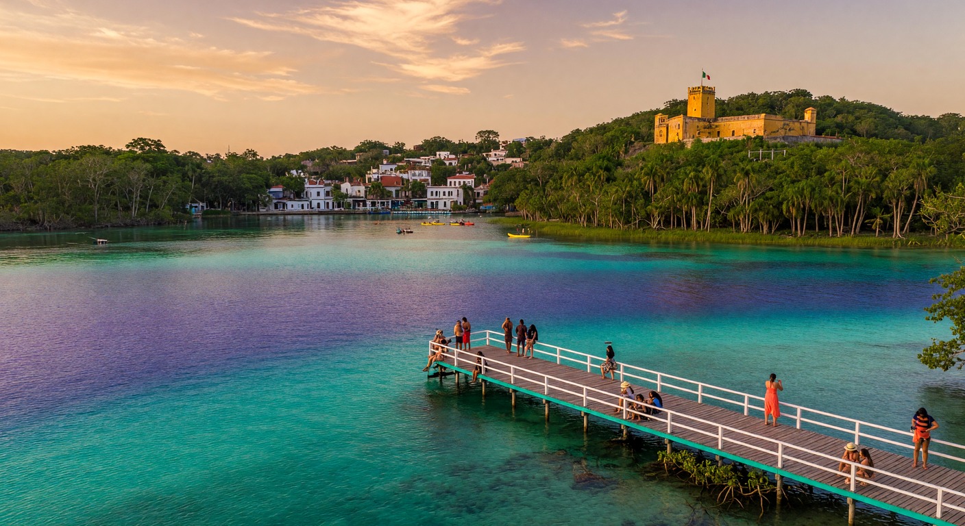 Urlaub in Bacalar – Laguna de Bacalar bei Sonnenuntergang | Travelviser