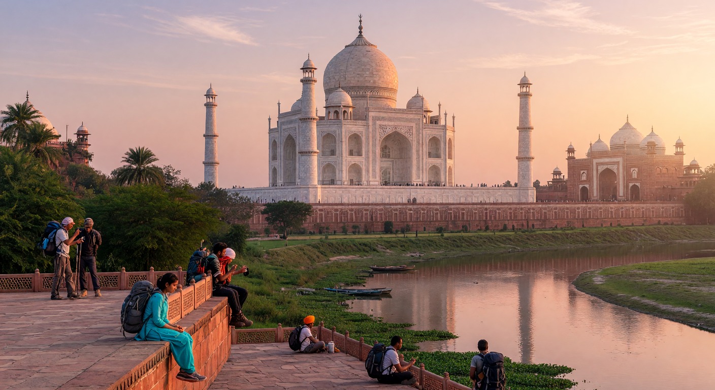 Urlaub in Backpacking Indien – Taj Mahal bei Sonnenuntergang | Travelviser