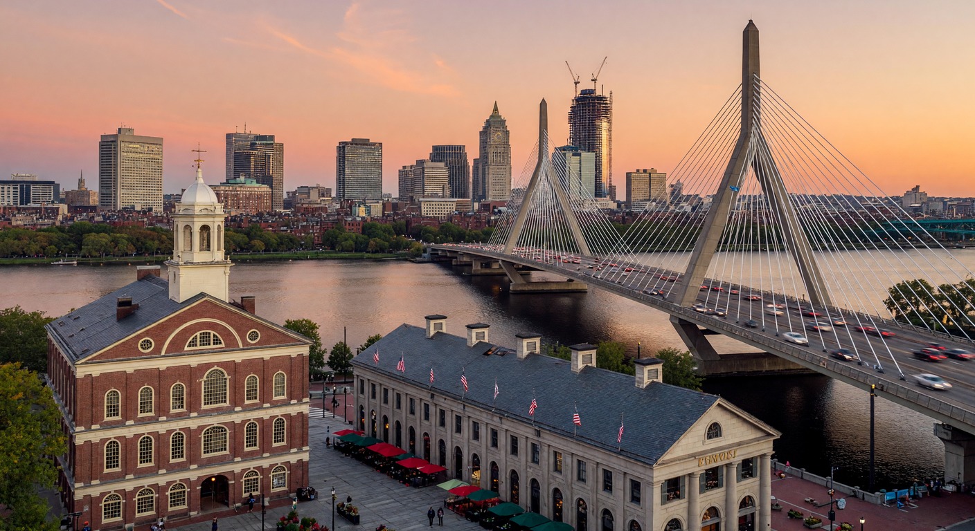 Urlaub in Boston – Skyline mit Charles River und Back Bay bei Sonnenuntergang | Travelviser