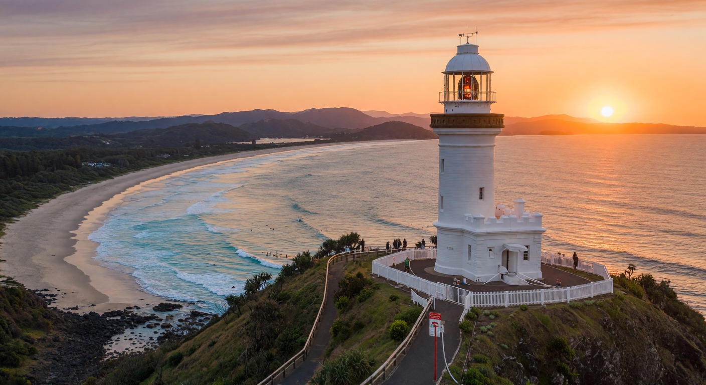 Urlaub in Byron Bay – Goldener Strand mit Wellen und Surfern | Travelviser