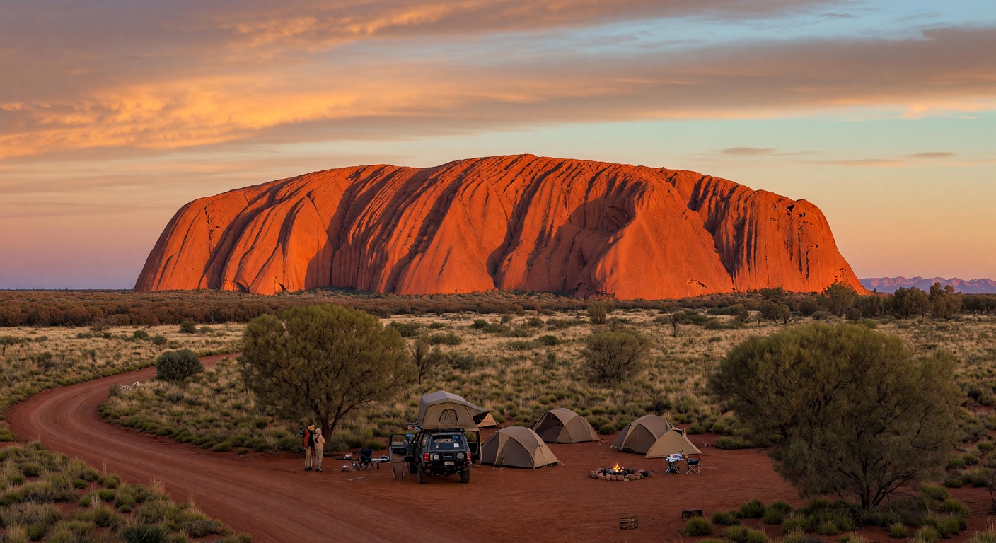 Urlaub in Camping Australien – Zeltplatz mit Blick auf Uluru | Travelviser