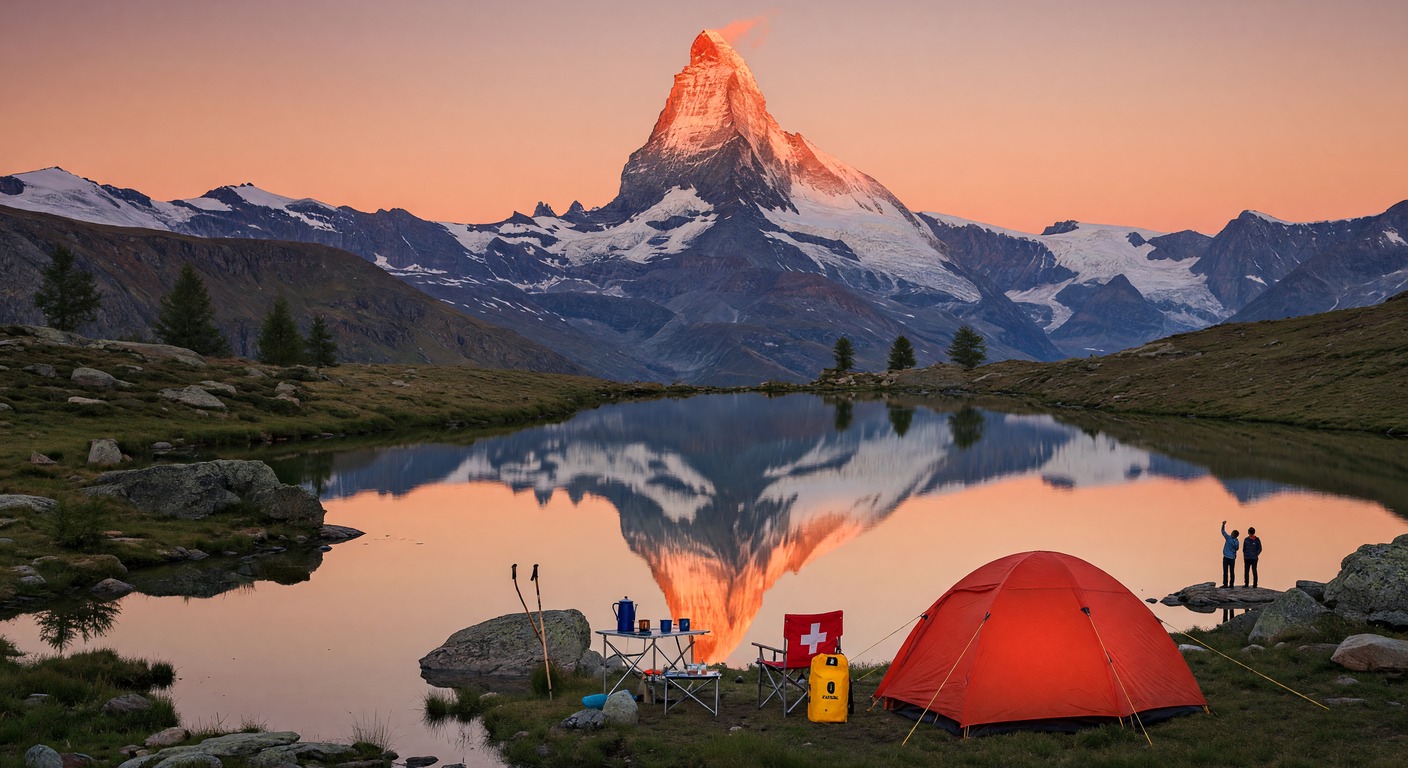 Urlaub in Camping Schweiz – Bergpanorama mit Zelt | Travelviser