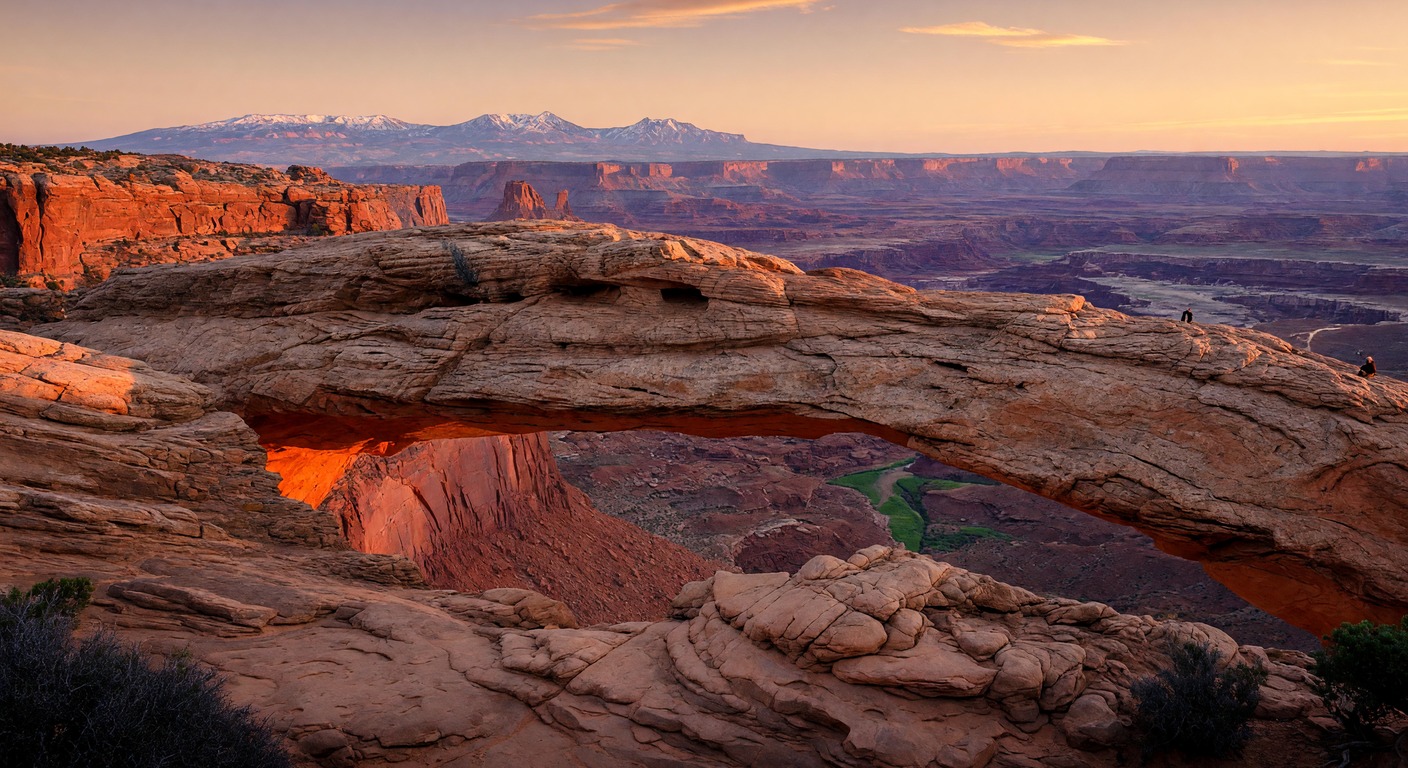 Urlaub in Canyonlands – Rote Felsformationen bei Sonnenuntergang | Travelviser