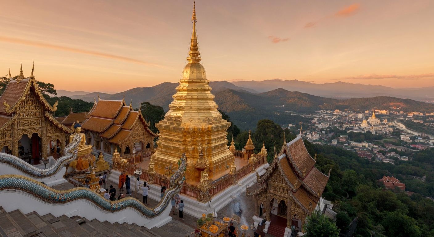Urlaub in Chiang Mai – Wat Phra Singh Tempel mit goldenen Pagoden in der Altstadt | Travelviser