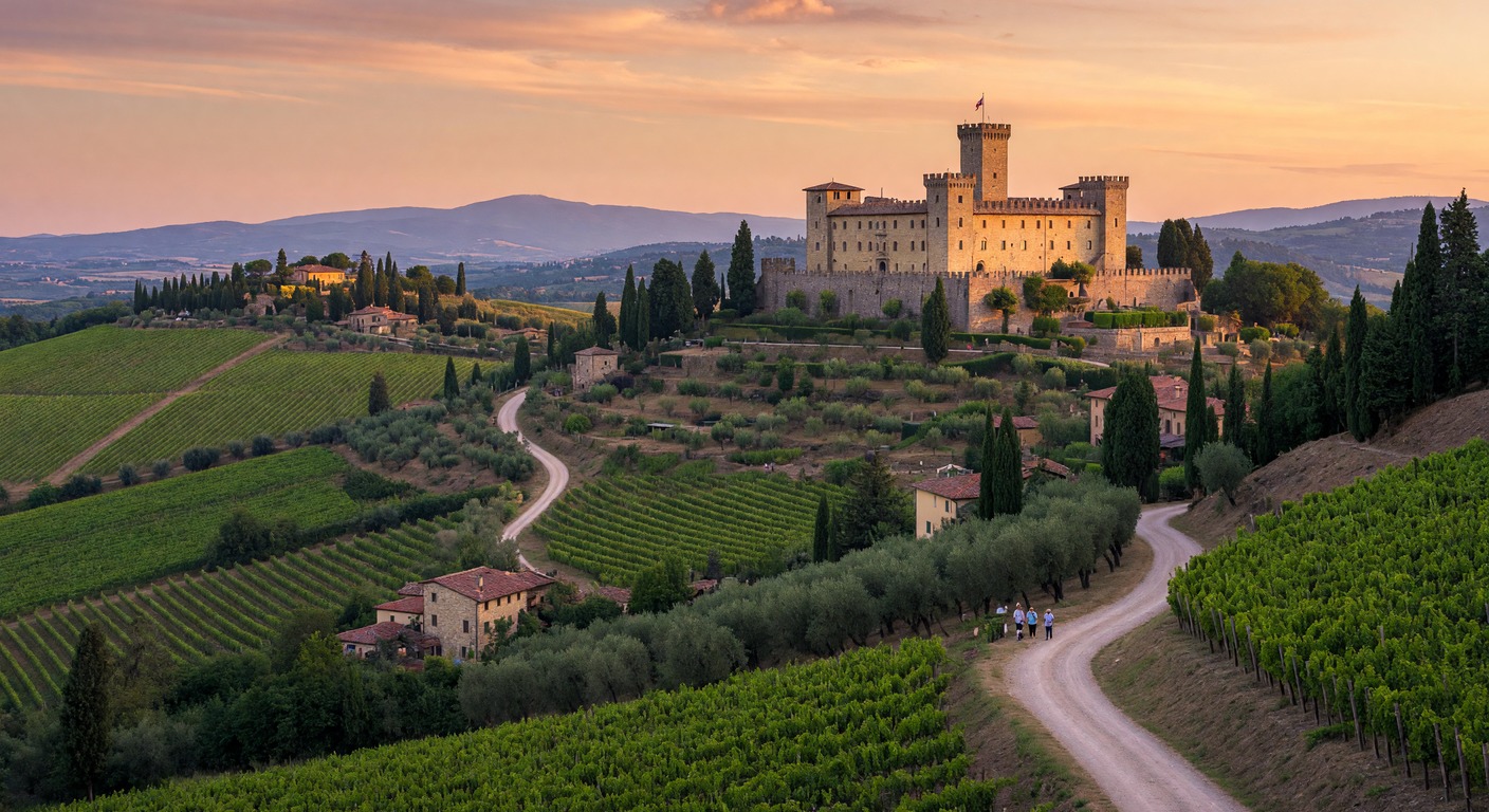 Urlaub in Chianti – Weinberge und Hügel bei Sonnenuntergang | Travelviser