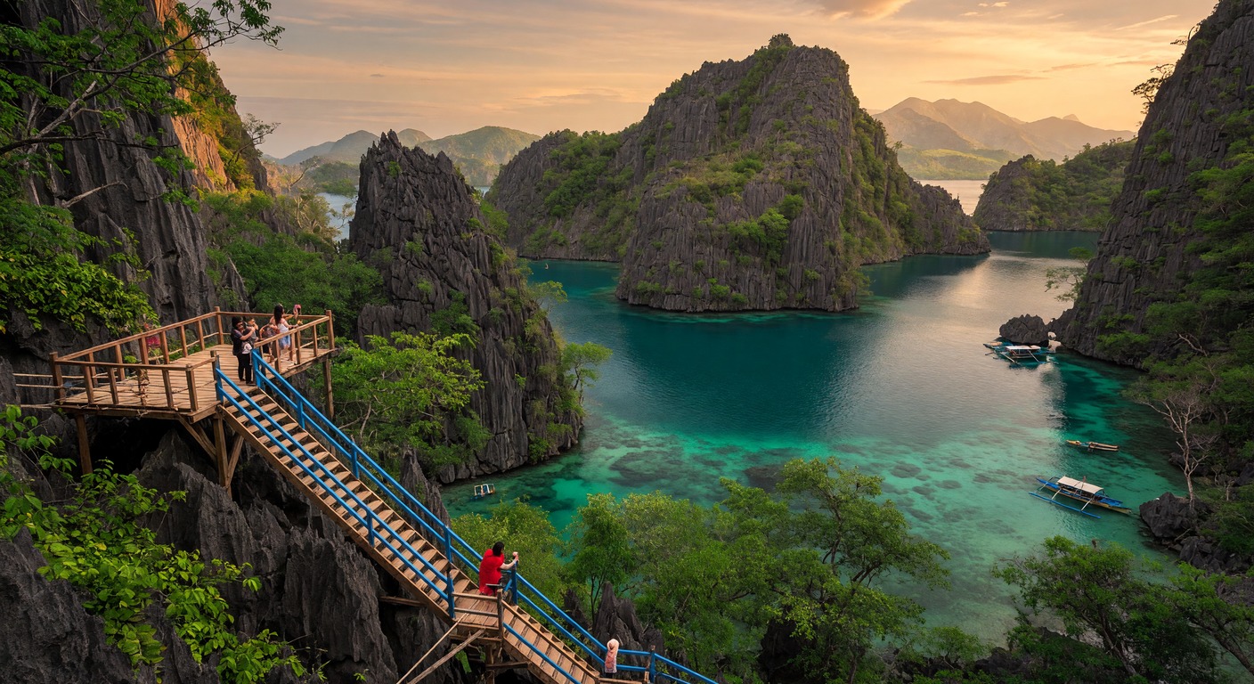 Urlaub in Coron – türkise Lagune mit Kalksteinfelsen | Travelviser