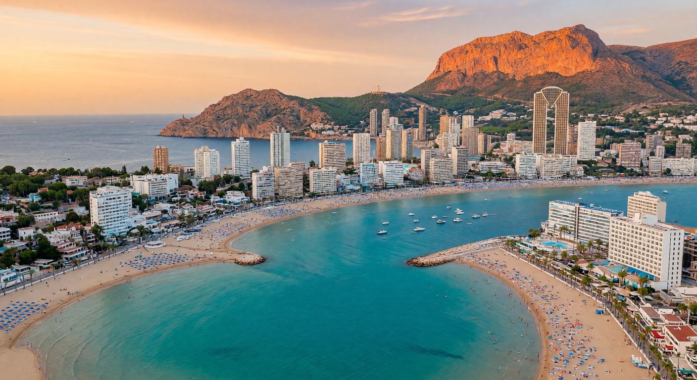 Urlaub an der Costa Blanca – goldener Strand mit Peñón de Ifach in Calpe | Travelviser