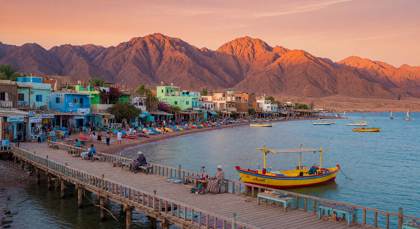 Urlaub in Dahab – Blick auf die Lagune und Berge | Travelviser