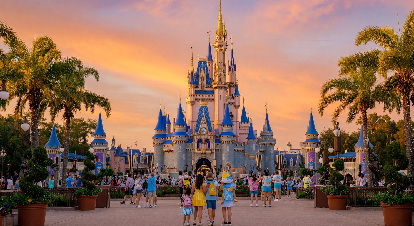 Familienurlaub in Florida – Kinder vor Cinderella Castle in Disney World Orlando | Travelviser