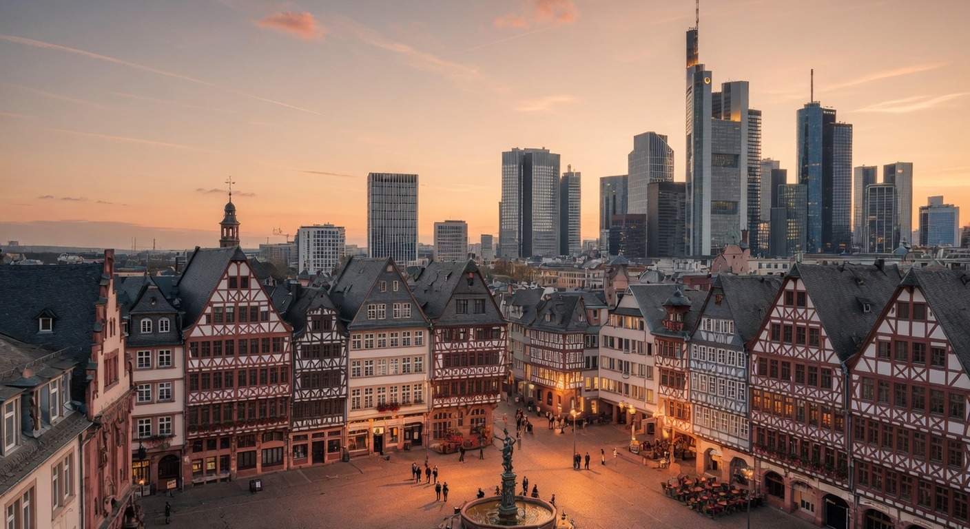 Urlaub in Frankfurt – Skyline mit EZB-Türmen spiegelt sich im Main | Travelviser
