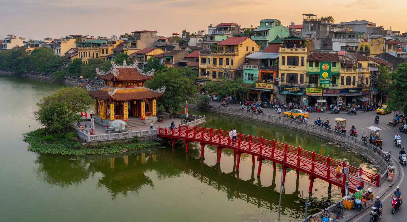 Urlaub in Hanoi – Altstadt-Gassen mit Lampions und Streetfood-Ständen am Abend | Travelviser