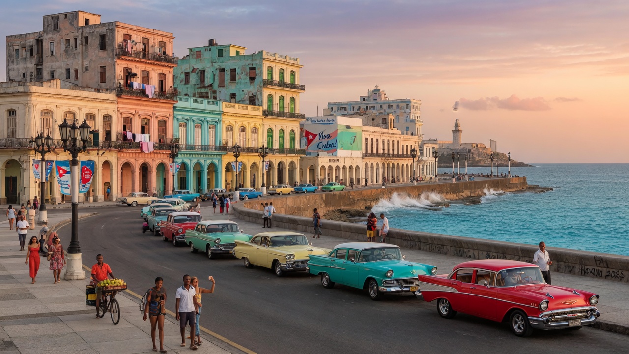 Urlaub in Havanna – Kolonialbauten in Habana Vieja mit Oldtimer und blauem Himmel | Travelviser