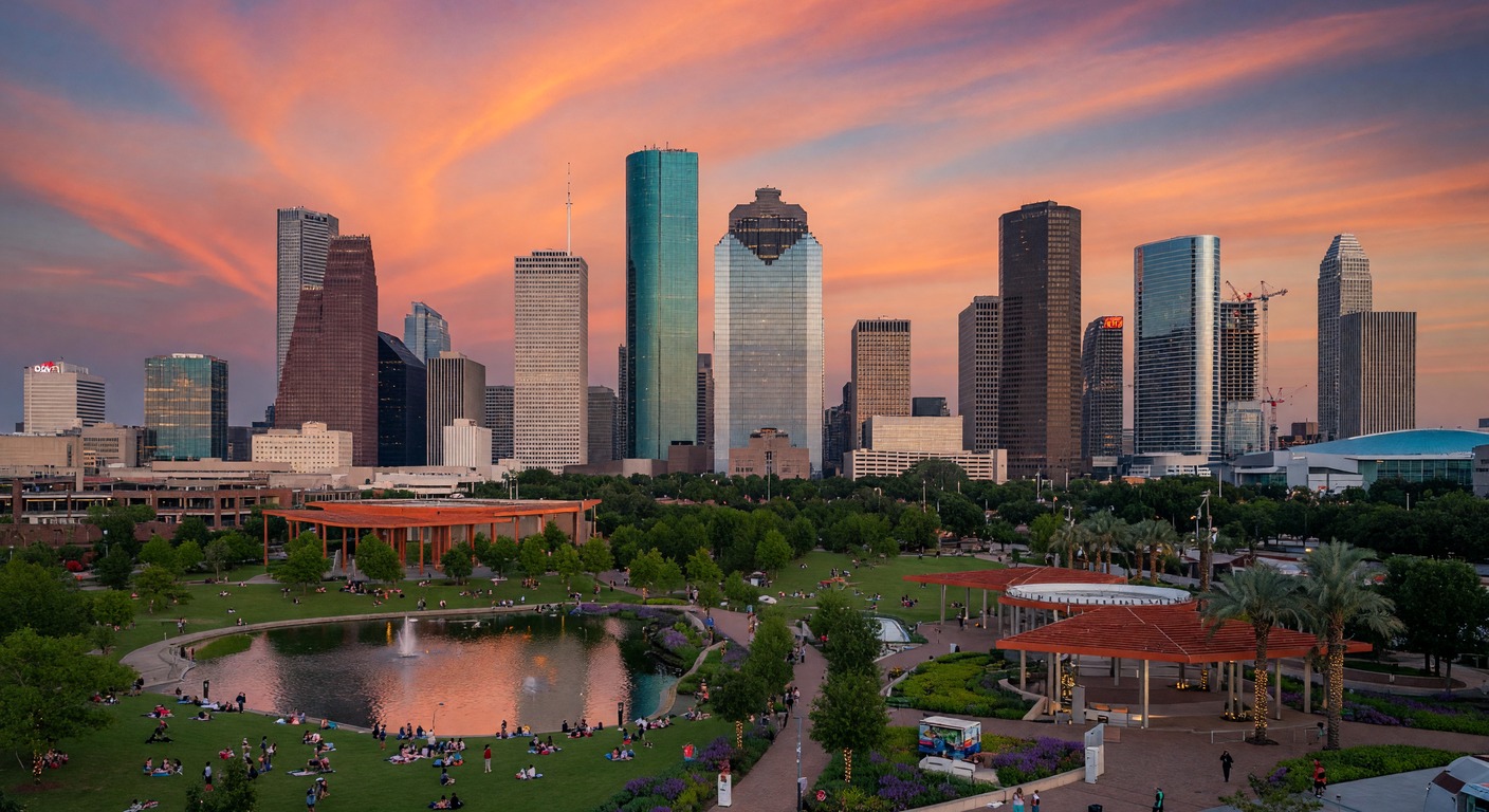 Urlaub in Houston – Skyline mit Buffalo Bayou Park und Downtown | Travelviser