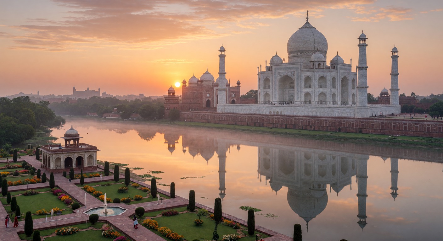 Urlaub in Indien – Taj Mahal bei Sonnenaufgang in Agra | Travelviser