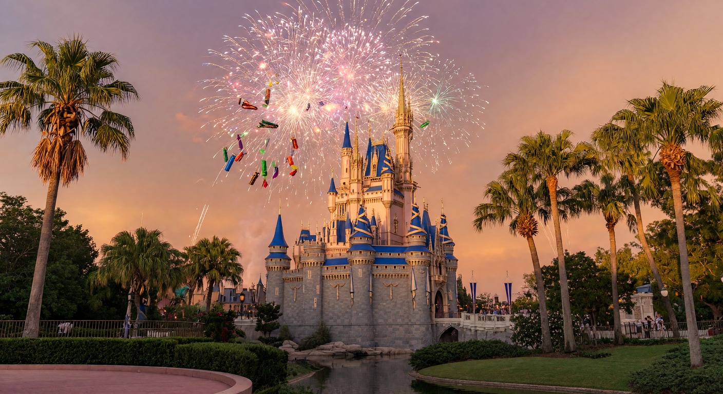 Urlaub in Orlando – Cinderella Castle im Magic Kingdom bei Abendbeleuchtung | Travelviser