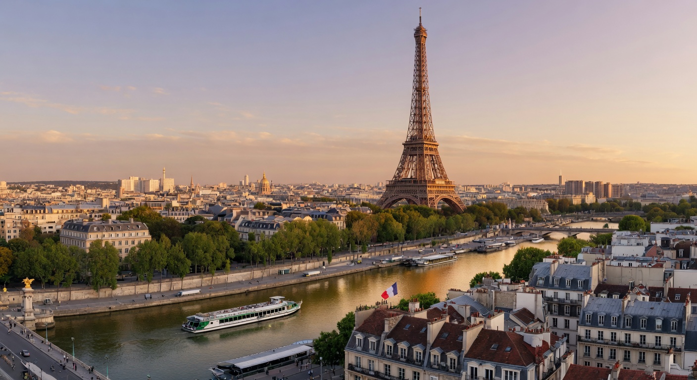 Urlaub in Paris – Eiffelturm und Seine bei goldenem Abendlicht | Travelviser