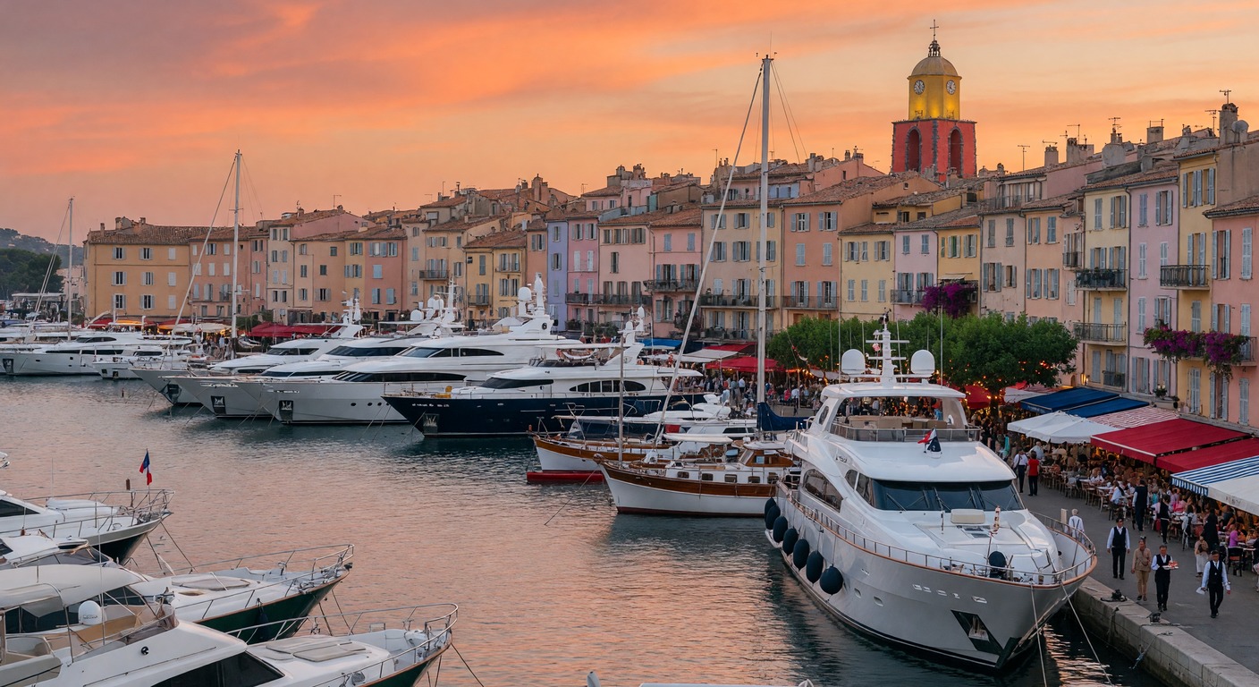 Urlaub in Saint-Tropez – Megayachten im Hafen und bunte Fischerboote an der Côte d'Azur | Travelviser