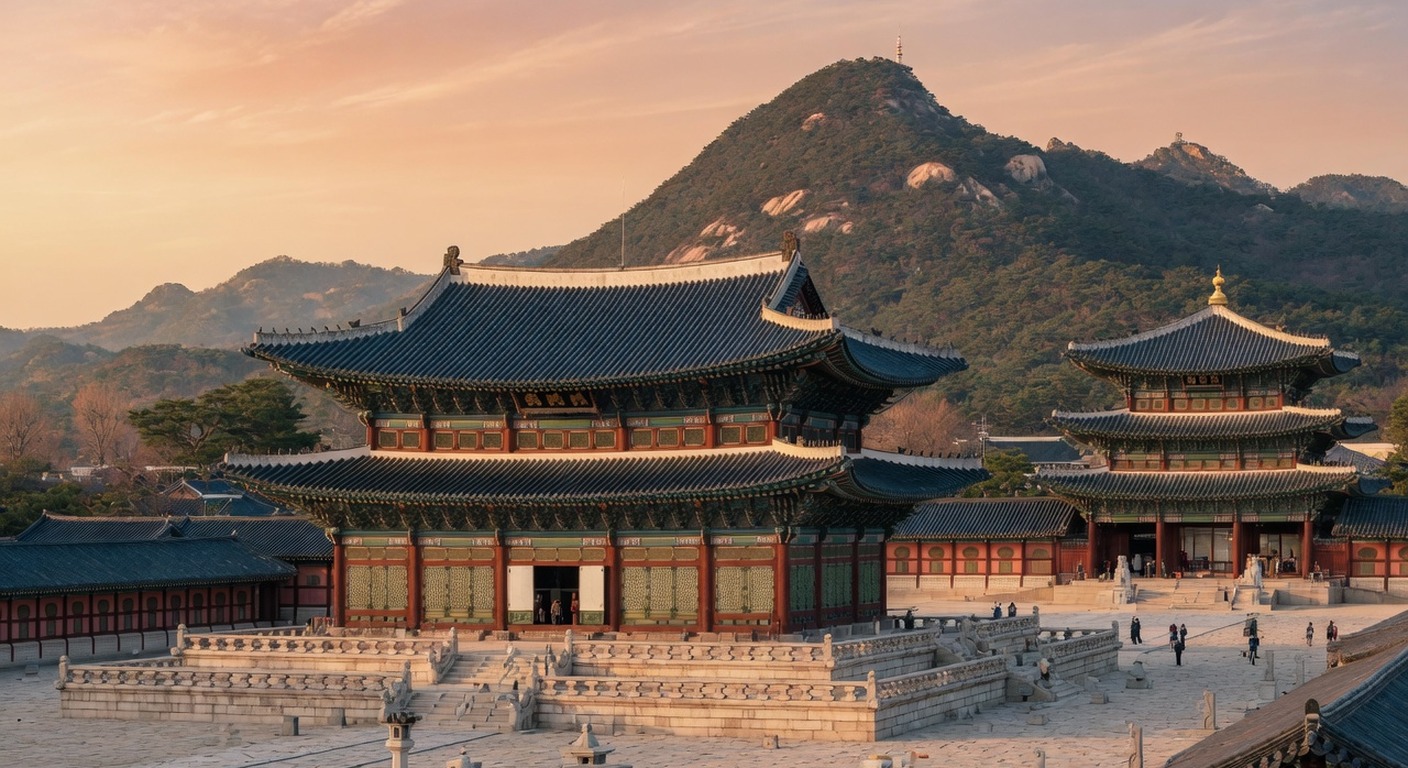 Urlaub in Seoul – Gyeongbokgung-Palast mit moderner Skyline im Hintergrund | Travelviser