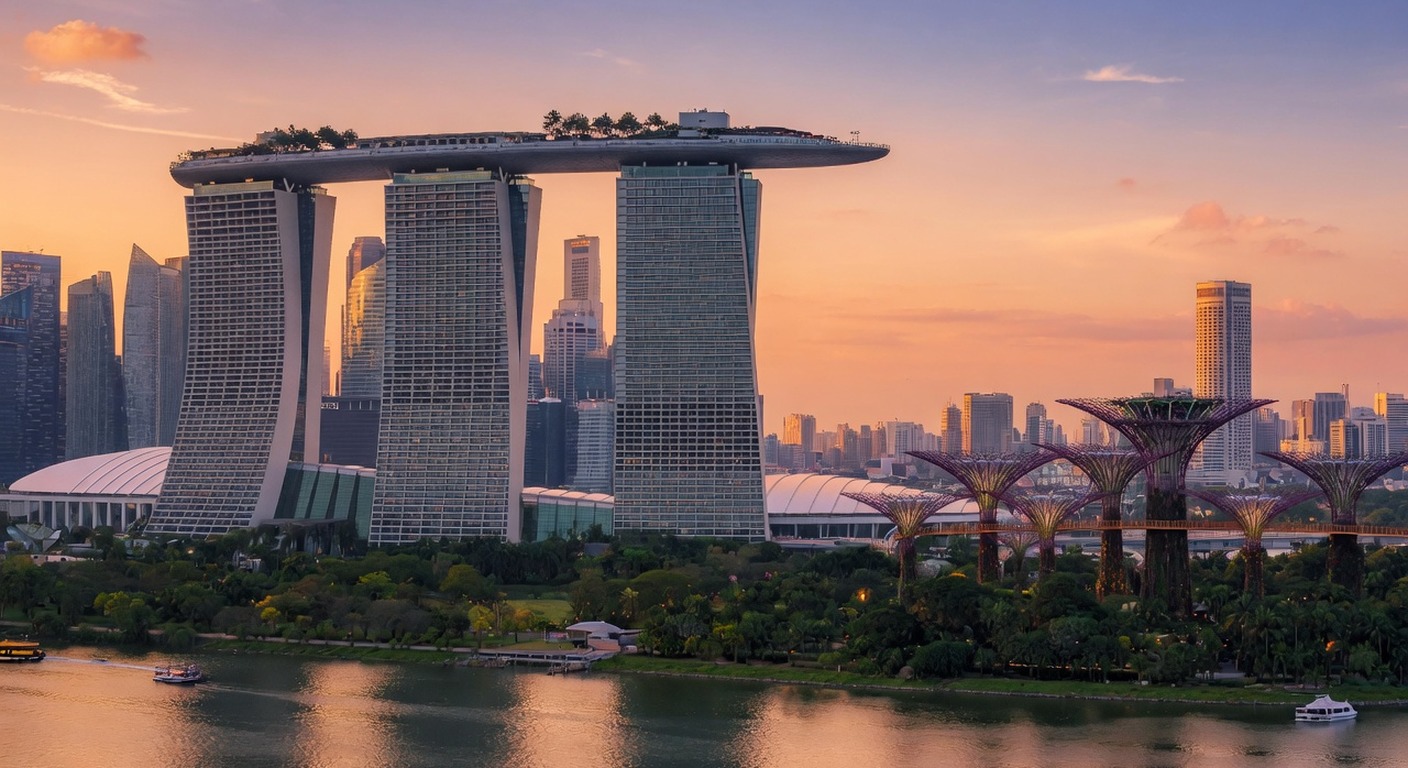 Urlaub in Singapur – Gardens by the Bay mit Marina Bay Sands bei Nacht | Travelviser