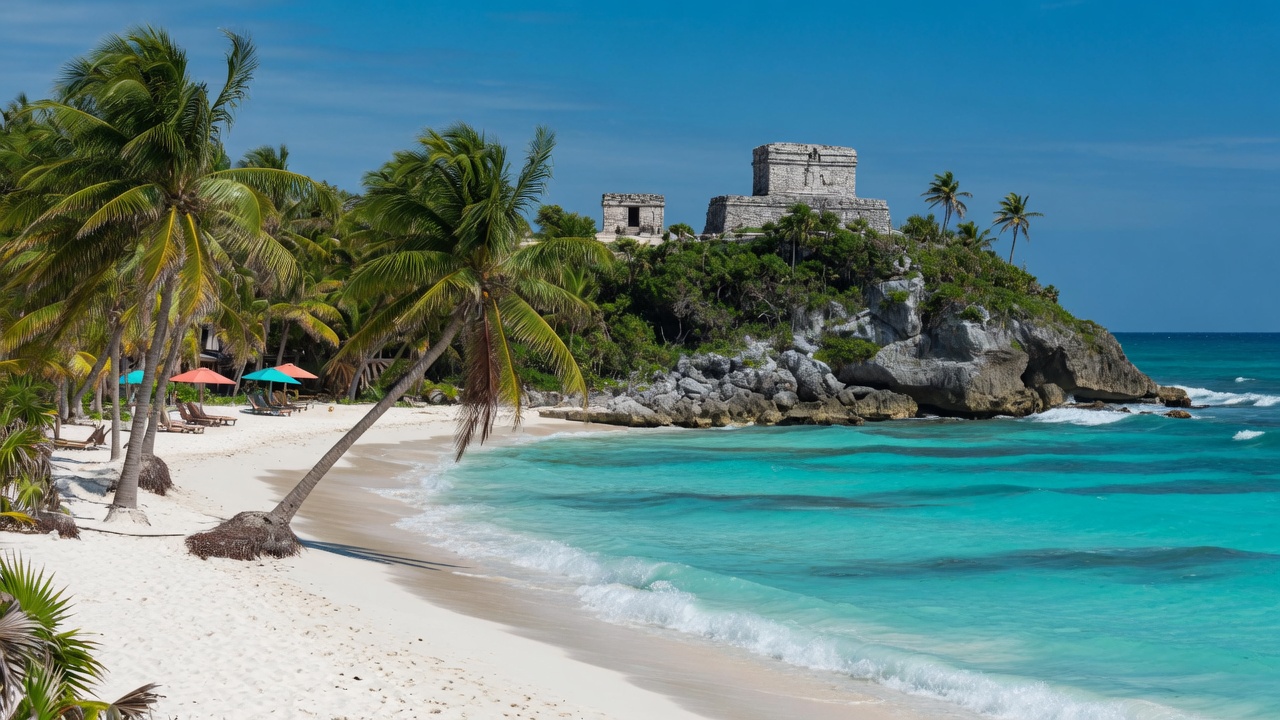 Strandurlaub in Mexiko – Karibikstrand mit Palmen und türkisfarbenem Wasser an der Riviera Maya | Travelviser