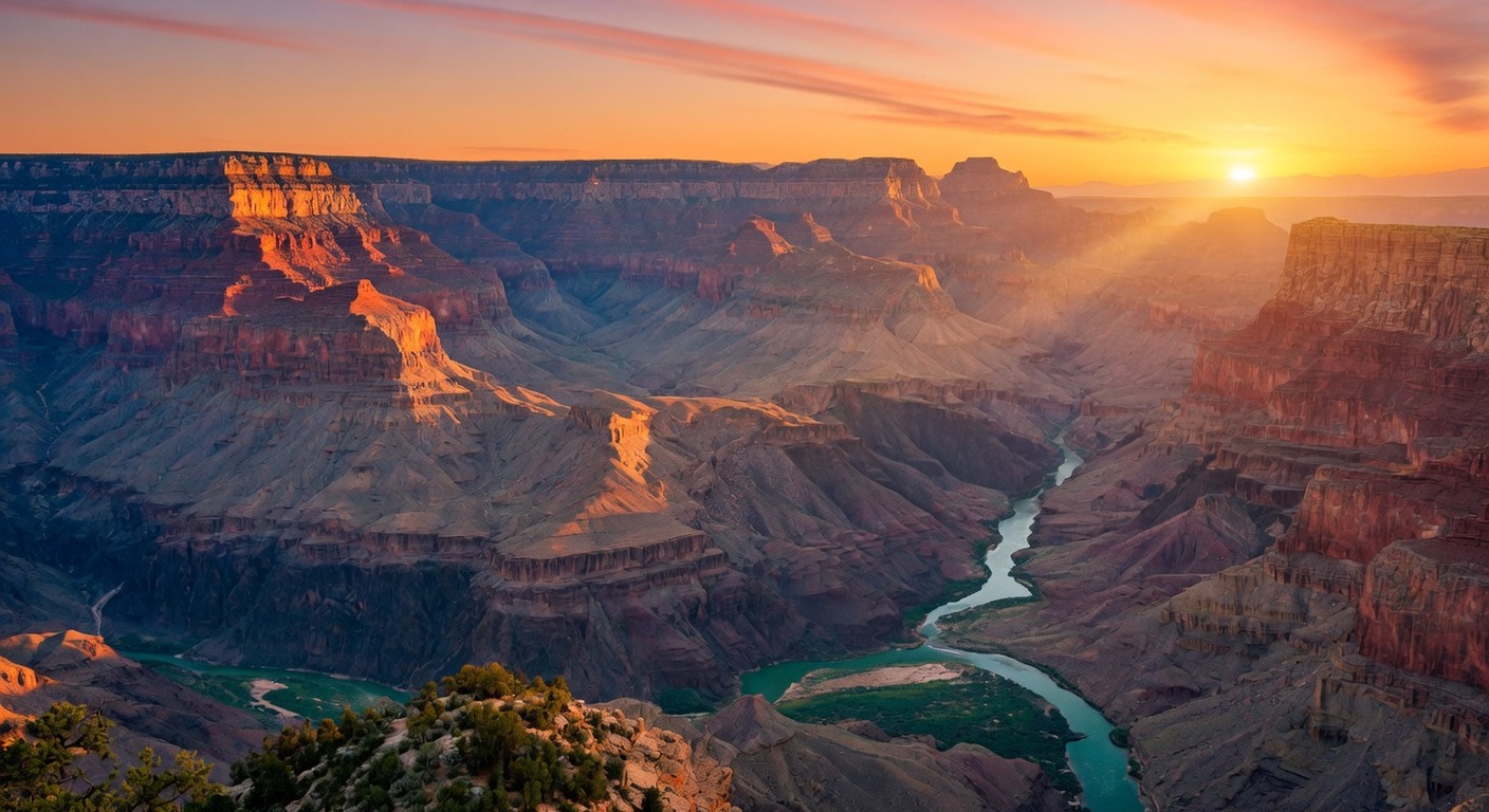 Urlaub in USA – Grand Canyon bei Sonnenaufgang mit Colorado River | Travelviser