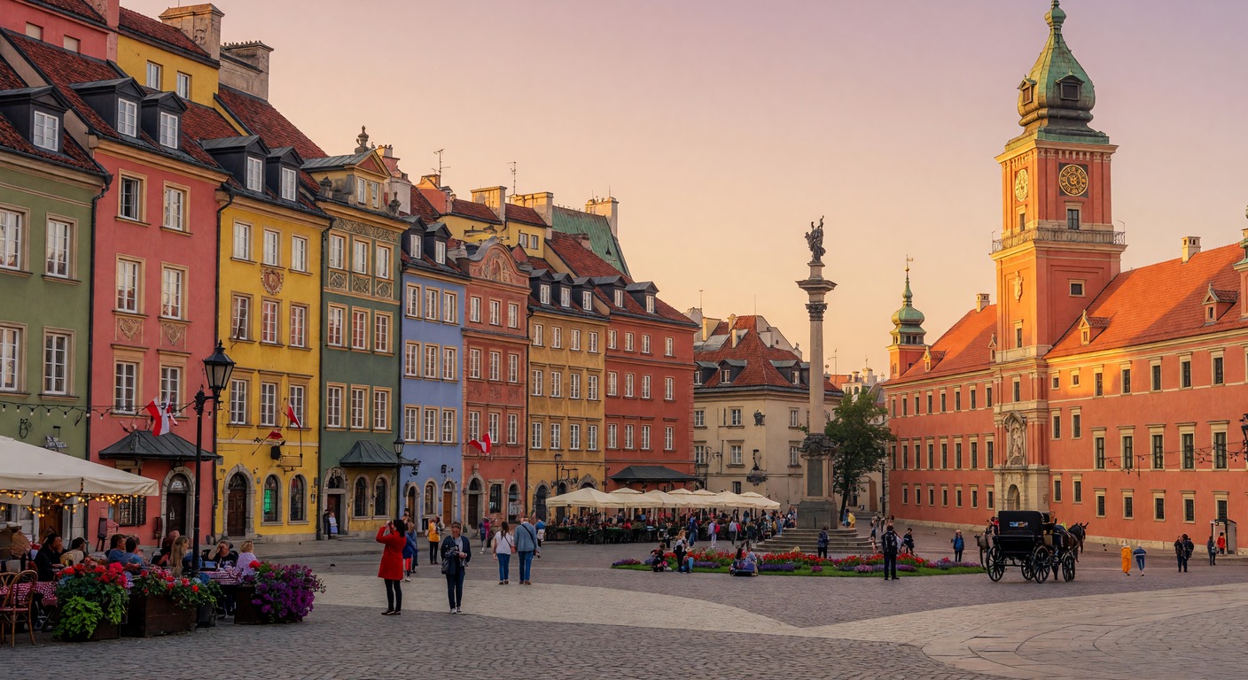 Urlaub in Warschau – UNESCO-Altstadt am Schlossplatz bei Abendlicht | Travelviser