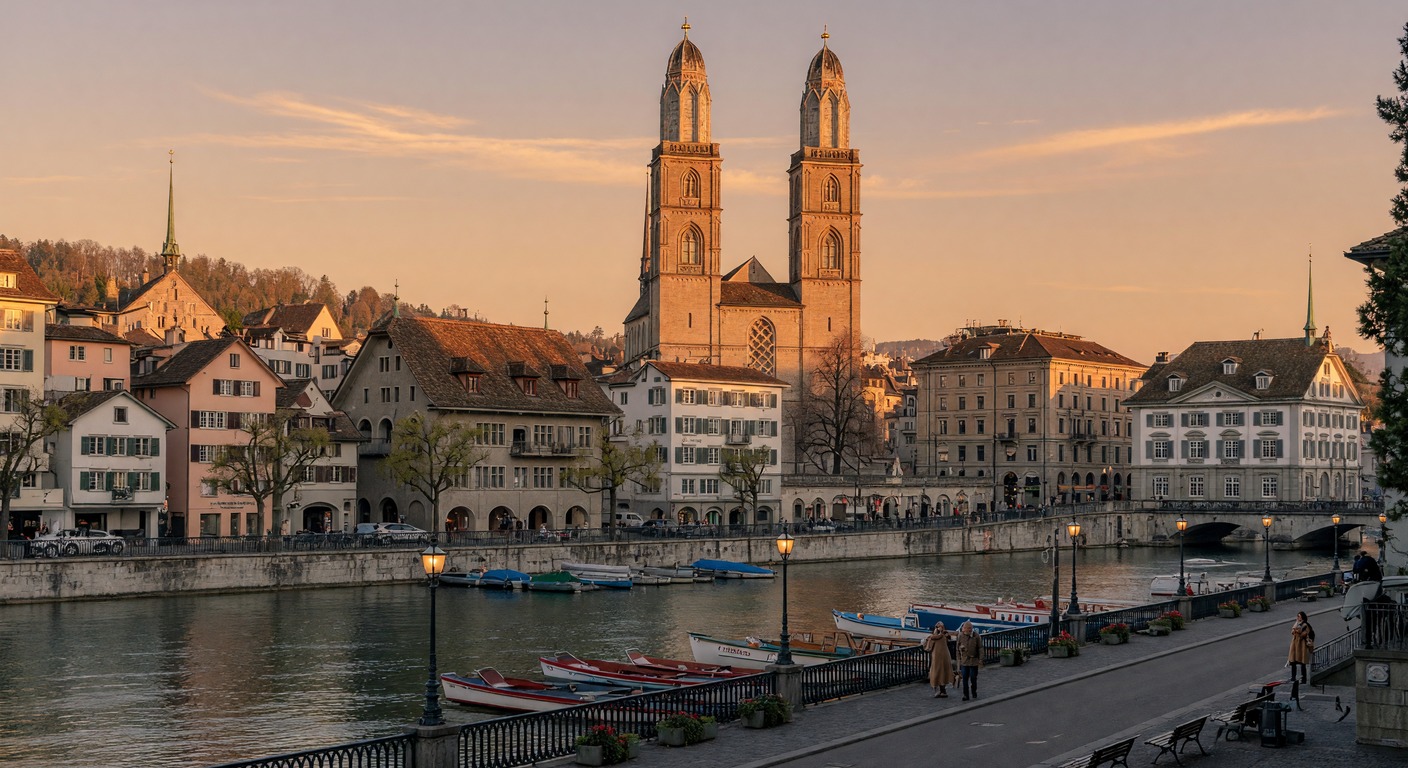 Urlaub in Zürich – Grossmünster und Limmatquai in der historischen Altstadt | Travelviser